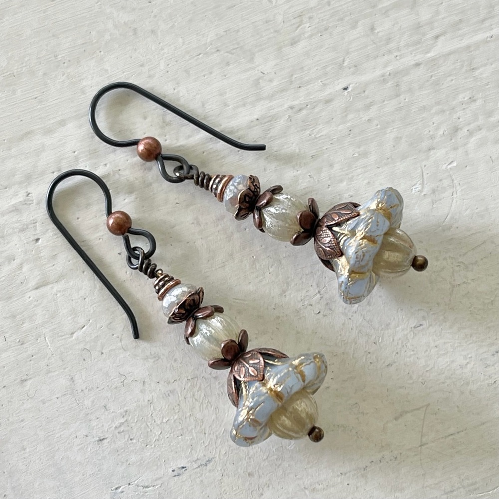 “Victorian Pixie Dust” - Dangle Earrings - Picture 2 of 10
